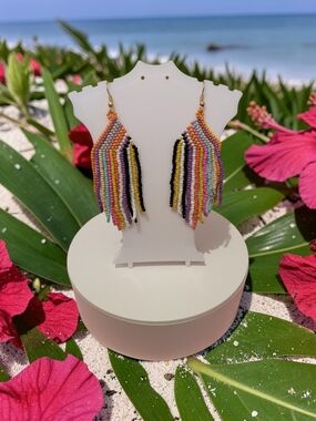 Plunder Multicolor  Bead Fringe Earrings